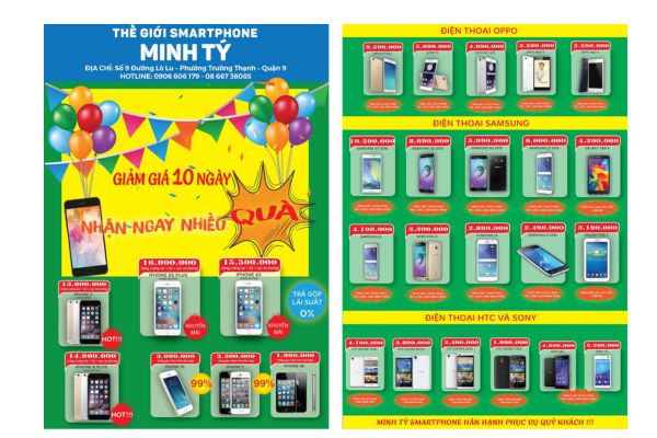 Mẫu tờ rơi điện thoại đẹp, thiết kế chuyên nghiệp tại Hà Nội