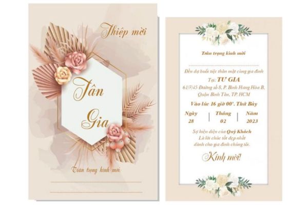 Mẫu thiệp mời tân gia đẹp, thiết kế theo yêu cầu tại Hà Nội