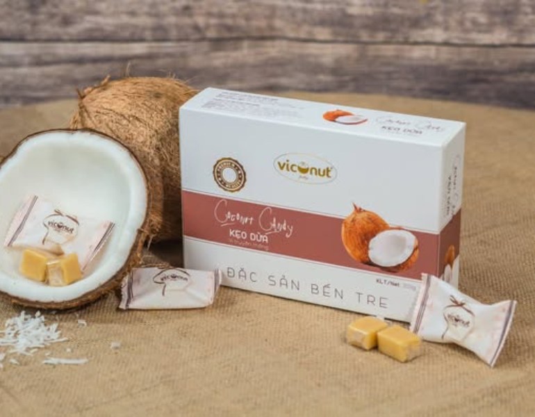 Giấy in hộp đựng kẹo dừa an toàn