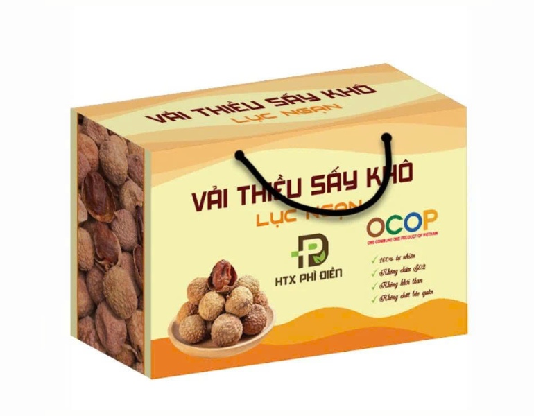In hộp vải thiều sấy khô sắc nét