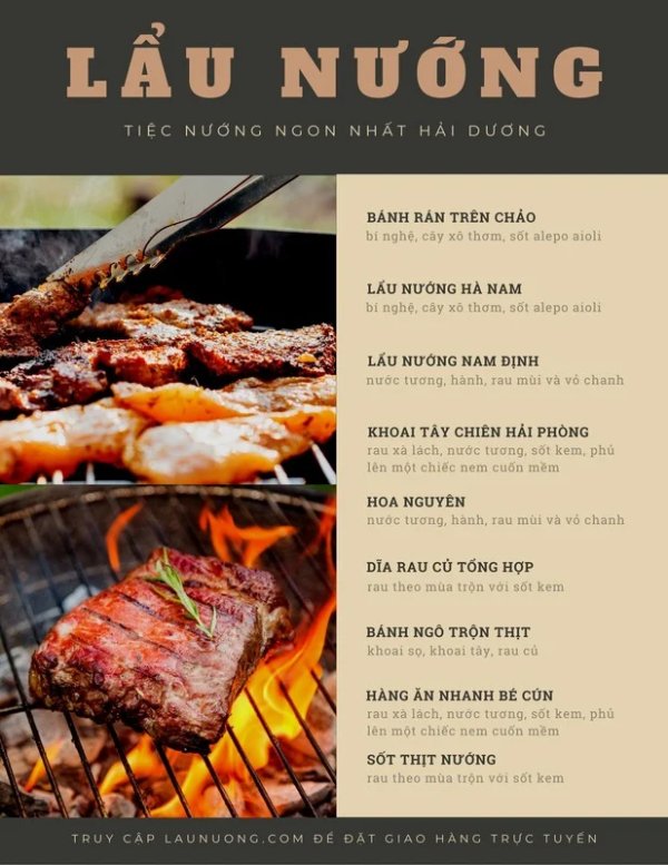 IN Hoa Long nhận thiết kế và in ấn menu quán nướng theo yêu cầu
