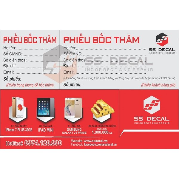 In phiếu bốc thăm trúng thưởng giá rẻ, mẫu đẹp