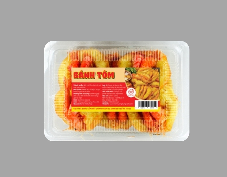 In tem nhãn bánh tôm nhanh chóng