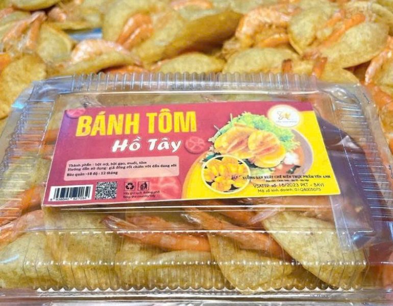In tem nhãn bánh tôm số lượng ít