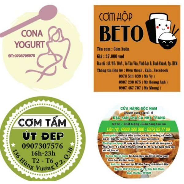 In tem dán hộp cơm giá rẻ tại Hà Nội