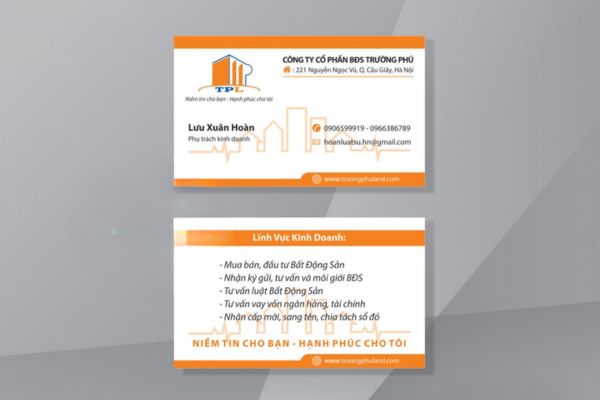 Mẫu card visit bất động sản đẹp, thiết kế theo êu cầu tại Hoa Long