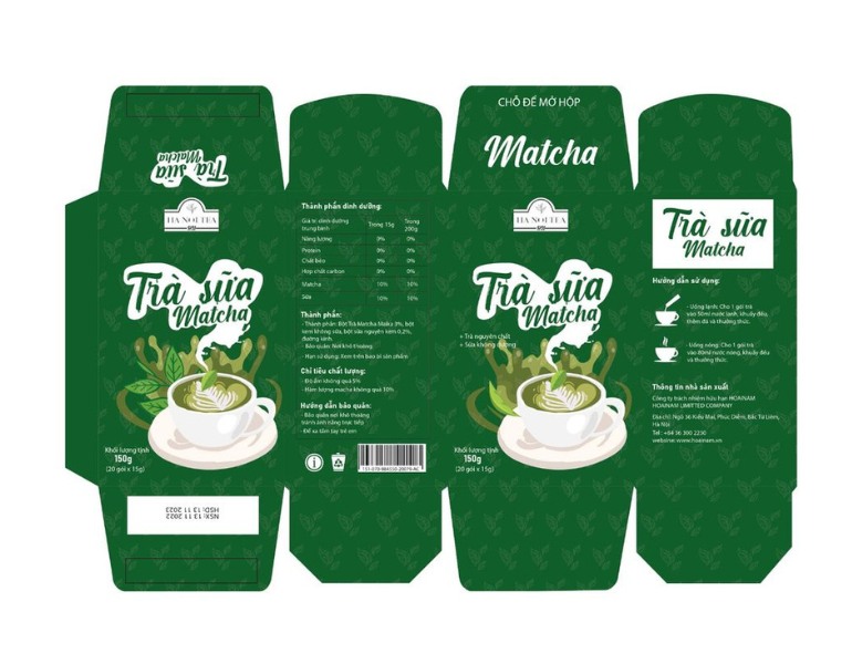 Mẫu hộp đựng bột trà xanh matcha đẹp mắt