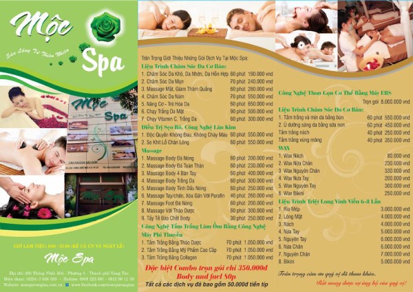 IN Hoa Long nhận thiết kế và in ấn mẫu menu spa giá rẻ