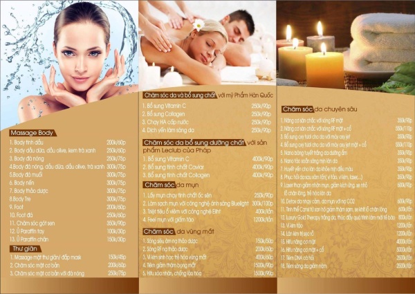 IN Hoa Long nhận thiết kế và in ấn mẫu menu spa lấy ngay