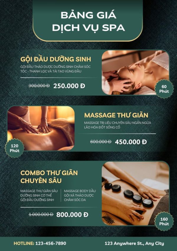 In Hoa Long nhận thiết kế và in ấn mẫu menu spa sang trọng