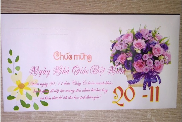 In Hoa Long thiết kế và in ấn mẫu phong bì 20/11 theo yêu cầu