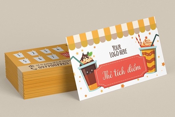In Hoa Long nhận thiết kế và in ấn mẫu thẻ tích điểm trà sữa cao cấp