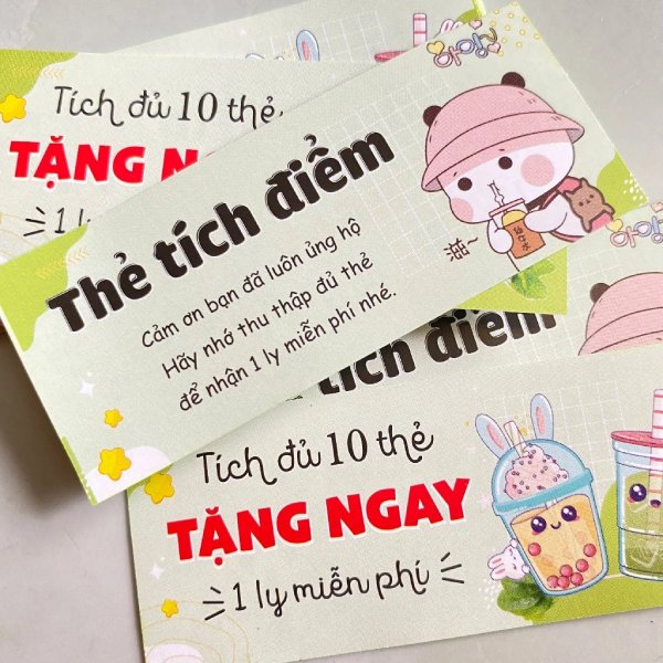 In Hoa Long nhận thiết kế và in ấn mẫu thẻ tích điểm trà sữa giá rẻ