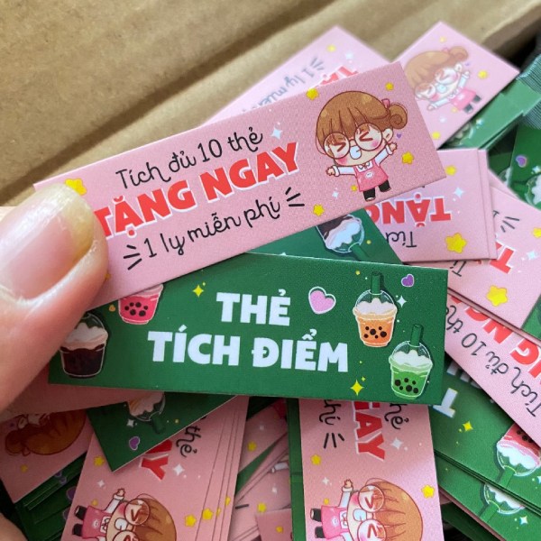 IN Hoa Long thiết kế và in ấn mẫu thẻ tích điểm trà sữa mini