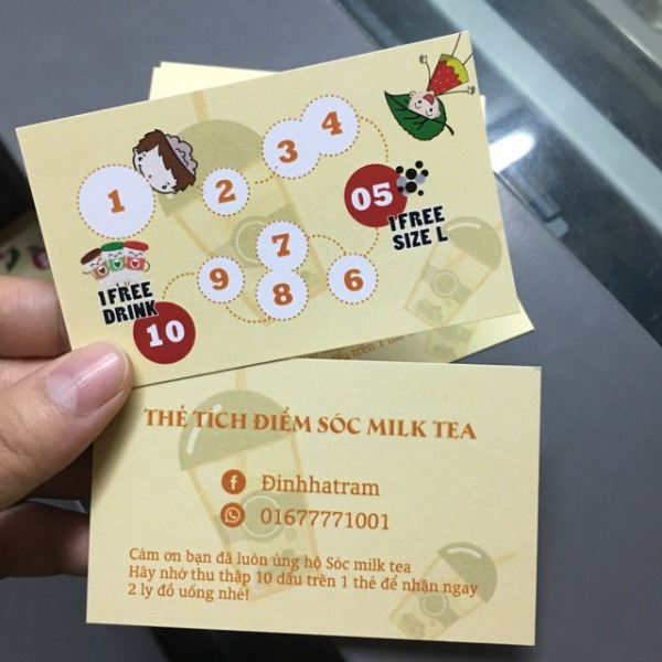 IN Hoa Long nhận thiết kế và in ấn mẫu thẻ tích điểm trà sữa mọi số lượng