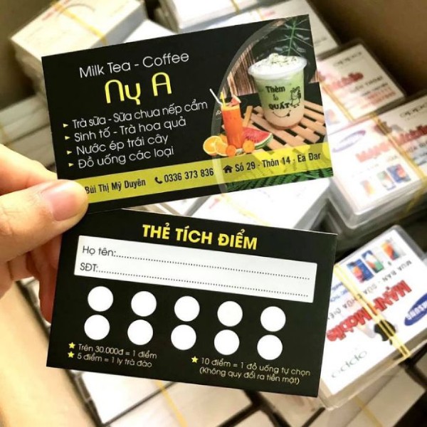 mẫu thẻ tích điểm trà sữa theo yêu cầu