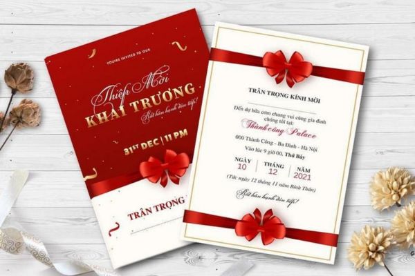 Mẫu thiệp mời khai trương đẹp, chất lượng cao tại Hoa Long