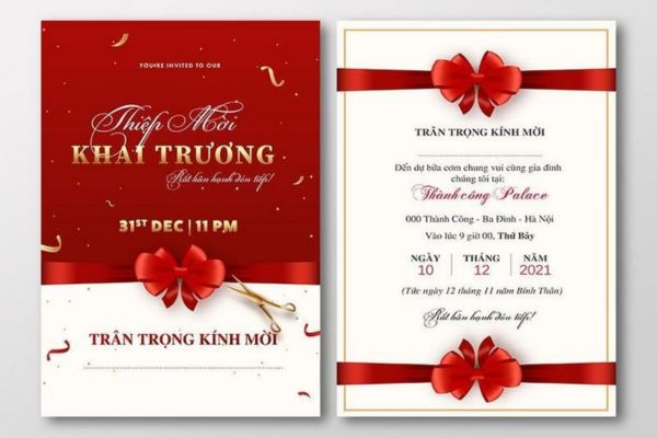 Mẫu thiệp mời khai trương đẹp, chất lượng cao tại Hoa Long