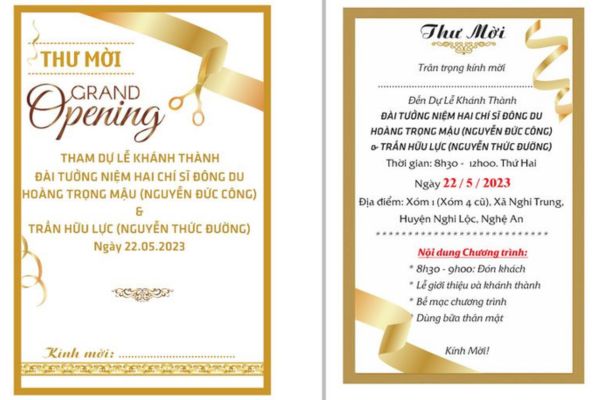 Mẫu thiệp mời khai trương đẹp, chất lượng cao tại Hoa Long