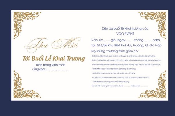 Mẫu thiệp mời khai trương đẹp, chất lượng cao tại Hoa Long