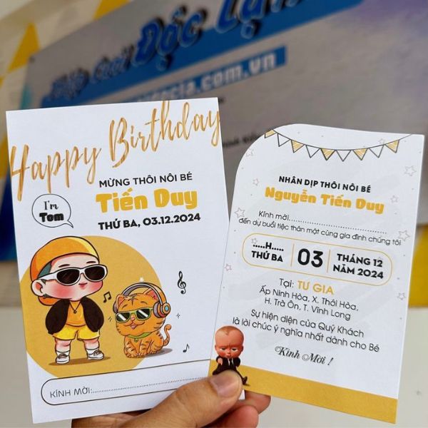 Mẫu thiệp mời thôi nôi đẹp, thiết kế theo yêu cầu