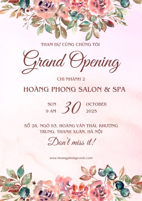IN Hoa Long nhận thiết kế và in ấn mẫu thiệp mời khai trương spa sang trọng