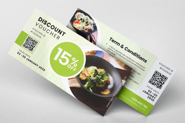 Mẫu voucher giảm giá đẹp mắt cho ngành ẩm thực