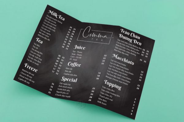 Các loại menu phổ biến