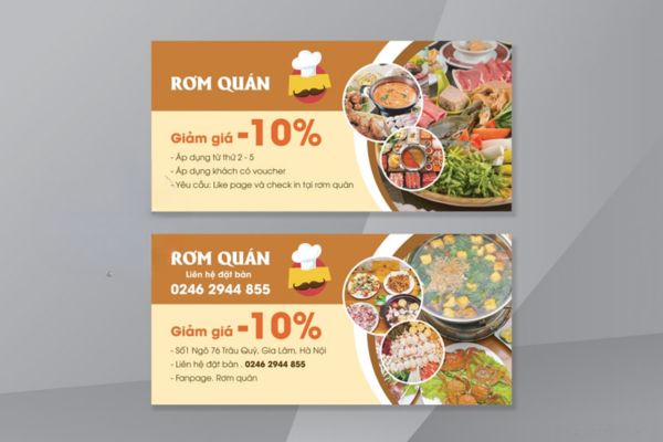 Mẫu voucher nhà hàng giá rẻ, mẫu đẹp tại Hà Nội