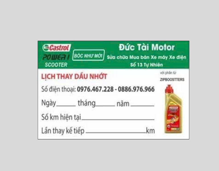 In phiếu nhắc thay dầu hiệu quả thu hút khách hàng