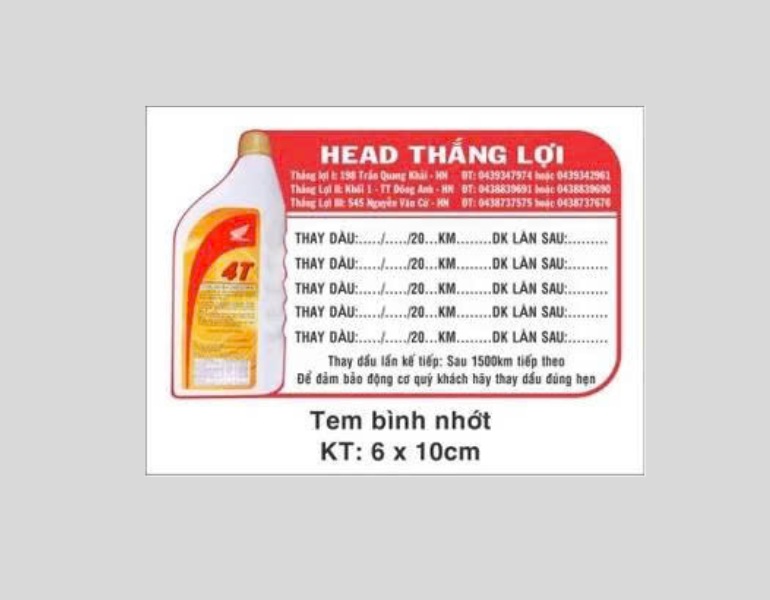 In phiếu nhắc thay dầu sắc nét
