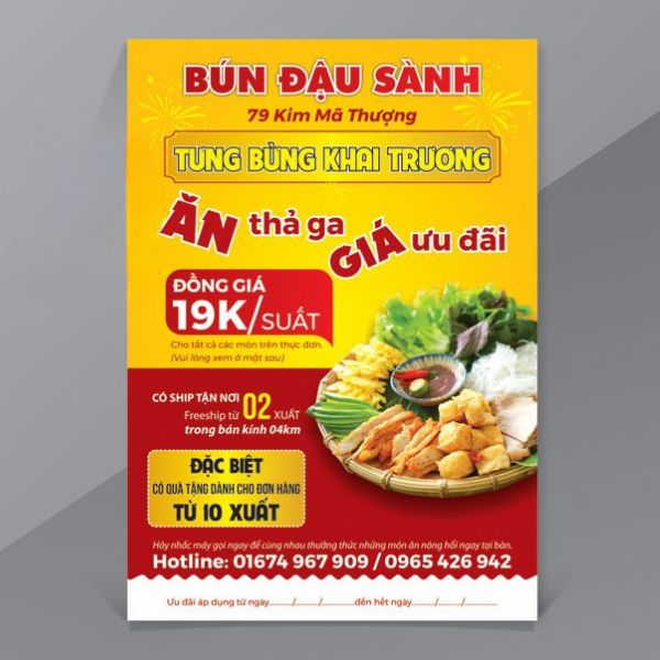 In tờ rơi quảng cáo đồ ăn đẹp, thiết kế theo yêu cầu
