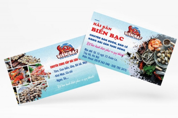 Mẫu card visit hải sản đẹp mắt in ấn sắc nét