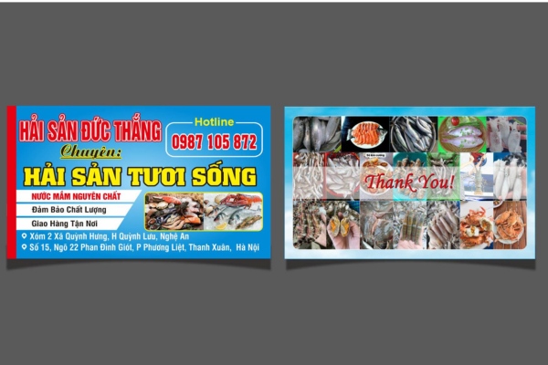 Mẫu card visit hải sản tươi sống đẹp mắt