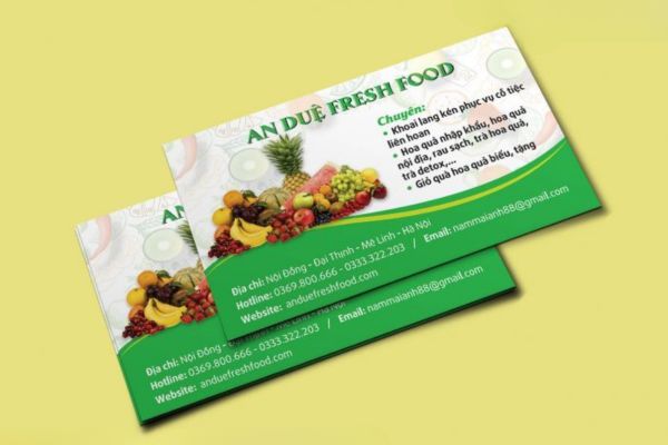 Mẫu card visit trái cây đẹp, thiết kế theo yêu cầu