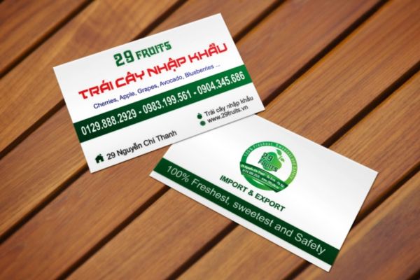 Mẫu card visit trái cây đẹp, thiết kế theo yêu cầu