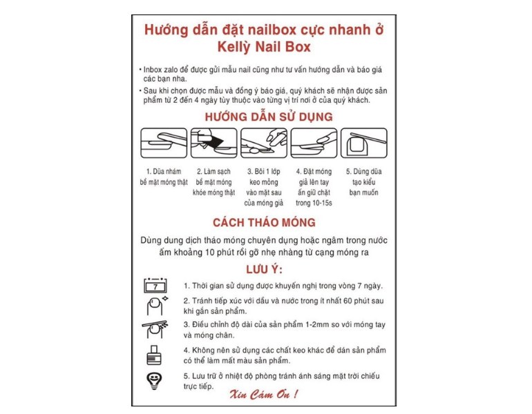 Mẫu giấy hướng dẫn sử dụng nailbox