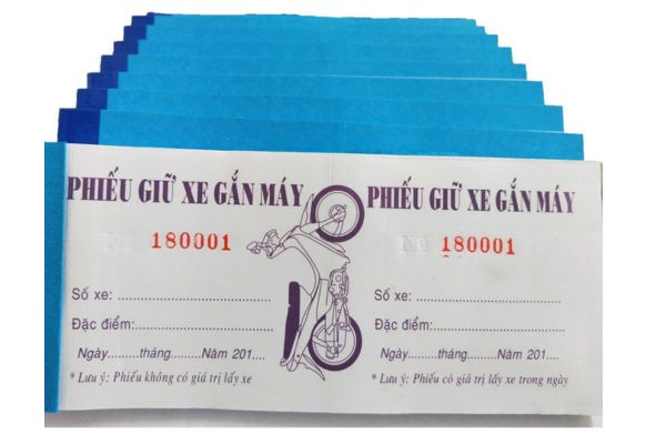 Mẫu phiếu giữ xe đẹp, giá rẻ, thiết kế theo yêu cầu