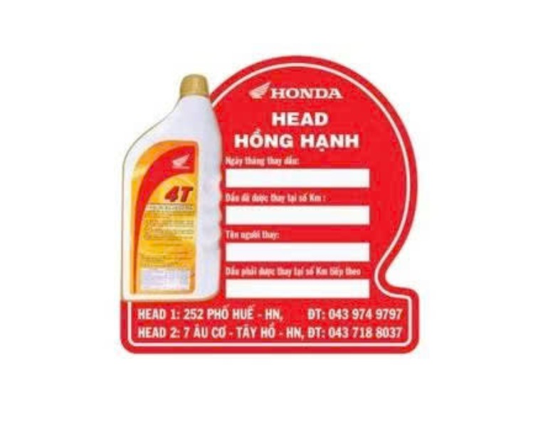 Mẫu phiếu nhắc thay dầu ấn tượng, đẹp mắt