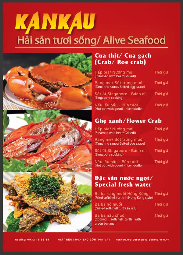 In Hoa Long nhận thiết kế và in ấn mẫu menu hải sản giá rẻ