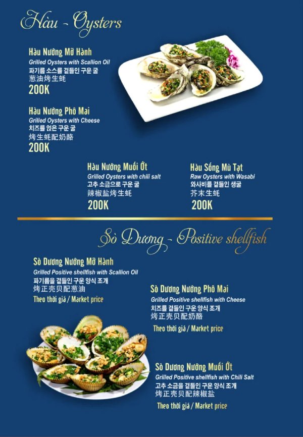 In Hoa Long nhận thiết kế và in ấn mẫu menu hải sản lấy ngay