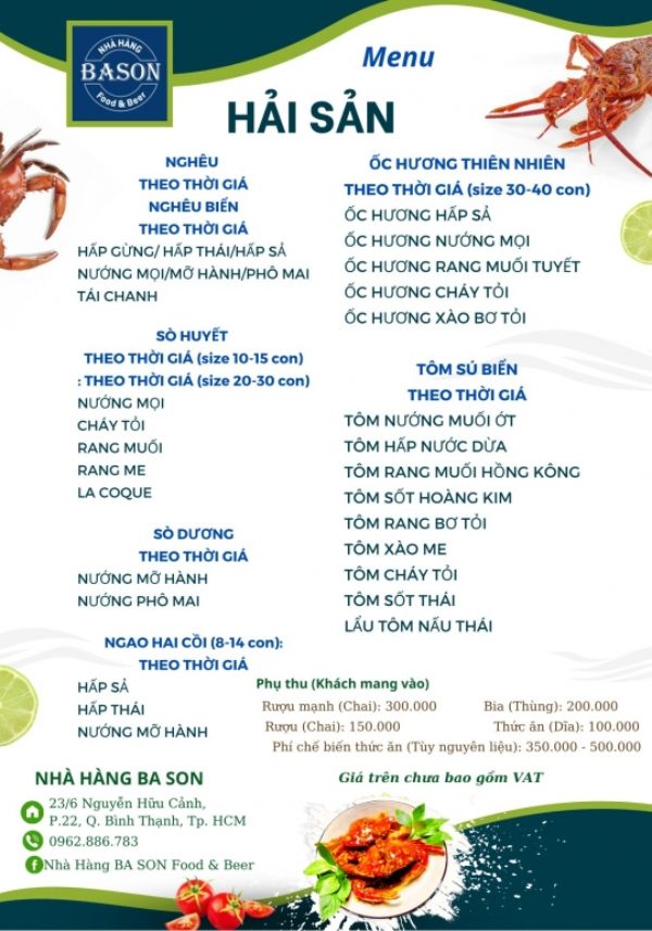 In Hoa Long nhận thiết kế và in ấn mẫu menu hải sản số lượng lớn