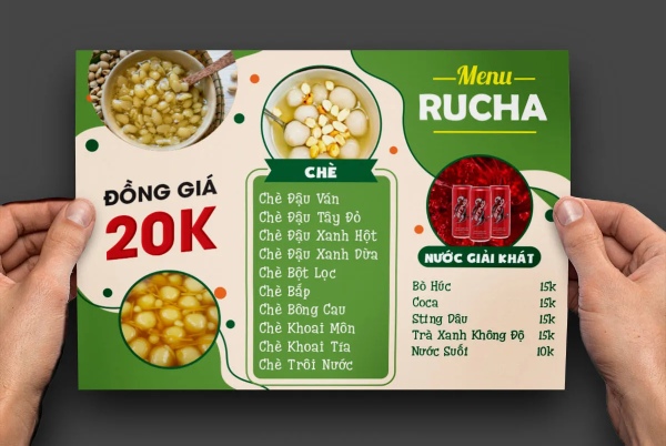 IN Hoa Long nhận thiết kế và in ấn mẫu menu quán chè chất lượng