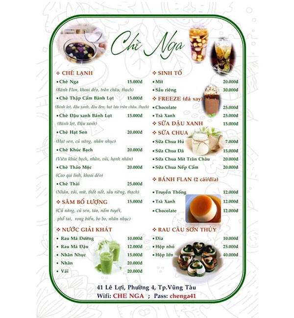 IN Hoa Long nhận thiết kế và in ấn mẫu menu quán chè mọi số lượng
