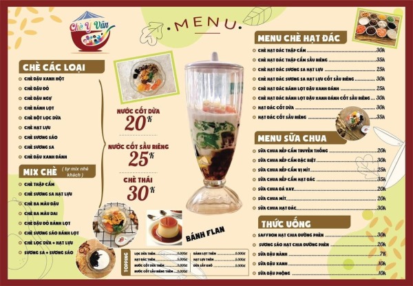 IN Hoa Long nhận thiết kế và in ấn mẫu menu quán chè theo yêu cầu