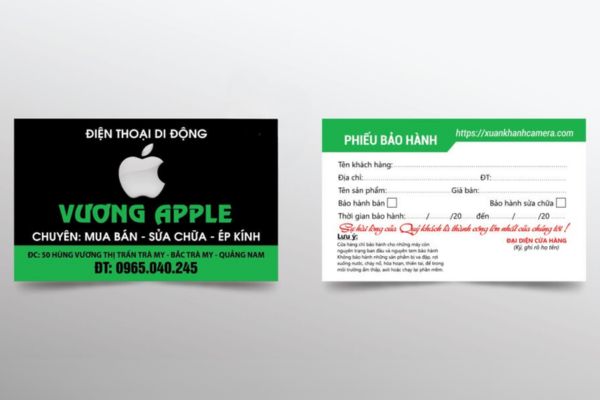 Mẫu phiếu bảo hành điện thoại đẹp, thiết kế theo yêu cầu