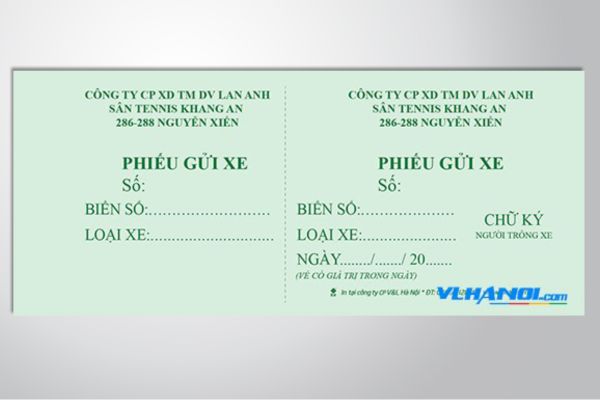 Mẫu phiếu giữ xe đẹp, giá rẻ, thiết kế theo yêu cầu