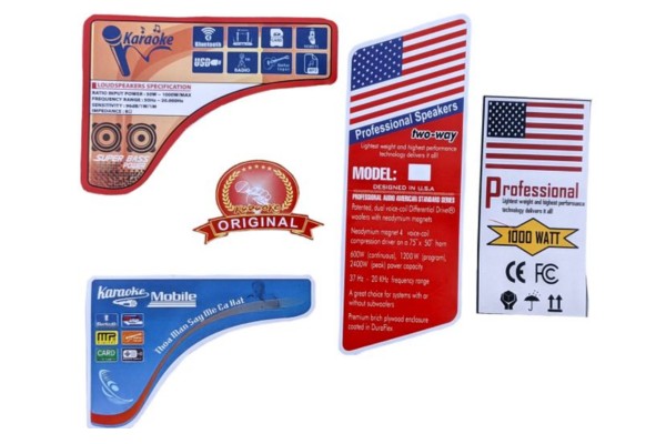 Mẫu tem dán thùng loa decal giấy