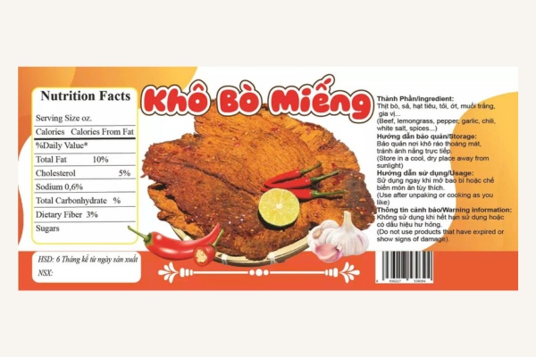Mẫu tem khô bò miếng cay nồng