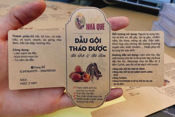 Mẫu tem dầu gội giá rẻ, thiết kế theo yêu cầu